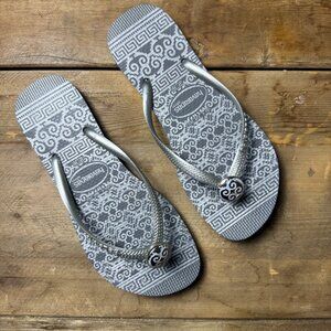 Havaianas | Size 7 to 8 | Slim Ceramic in Silver Tile